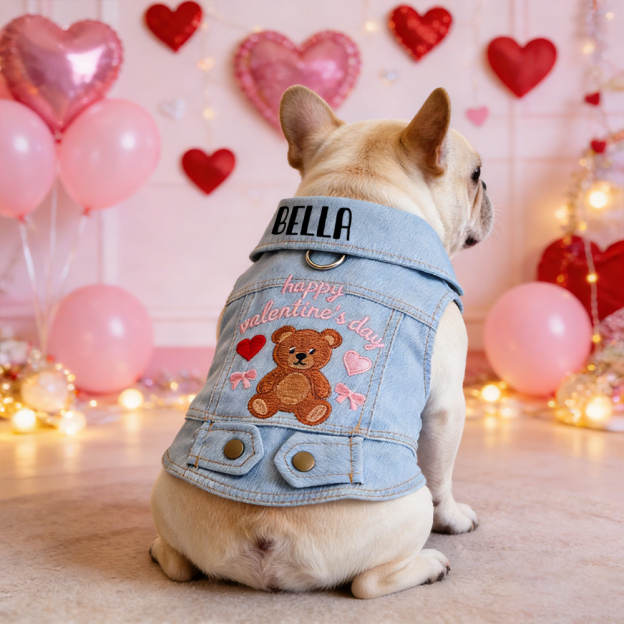 Personalized Pet Valentine’s Day Denim Jacket | inCloth06