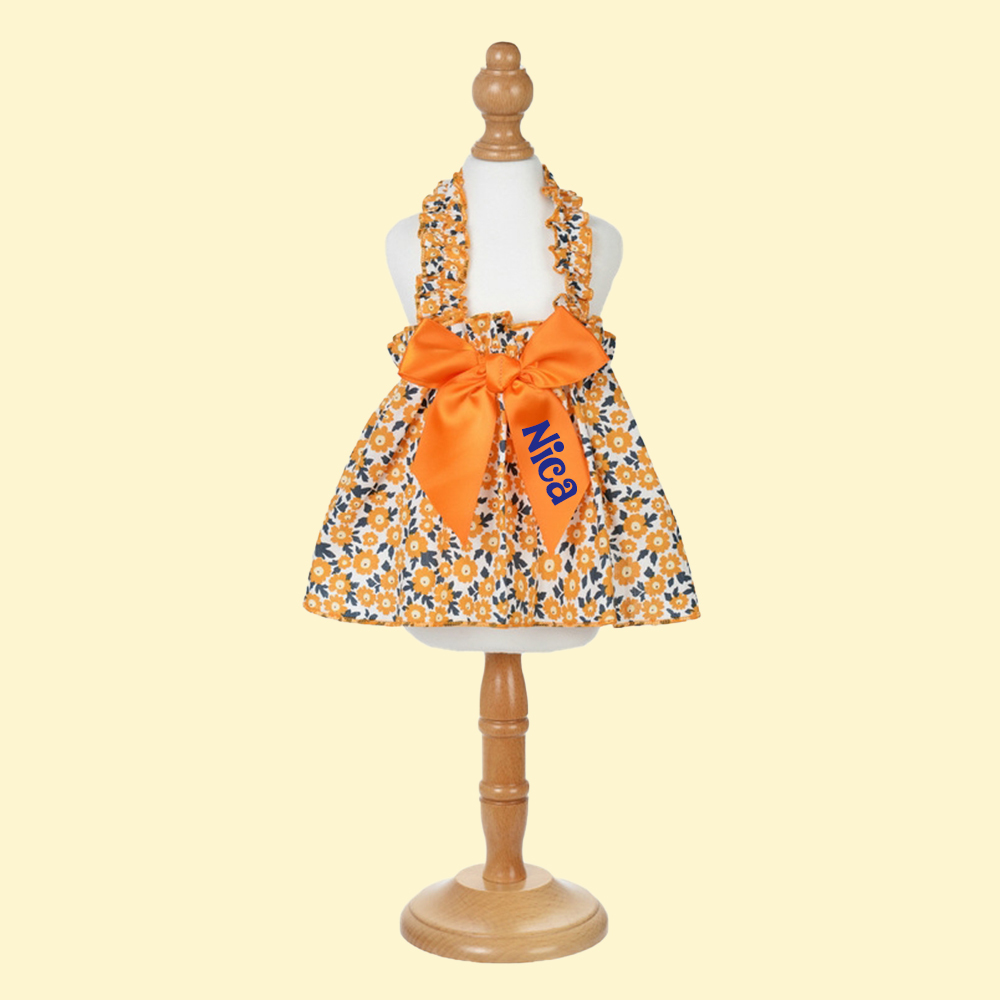 Personalized Floral Bowknot Pet Dress | inCloth12