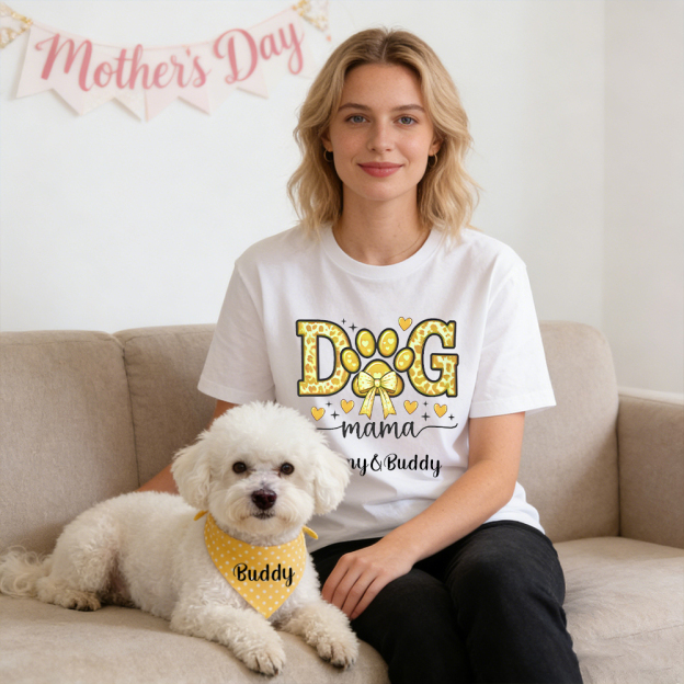 Personalized Mother's Day Dog Mom Shirt and Pet Bandana | inCloth45