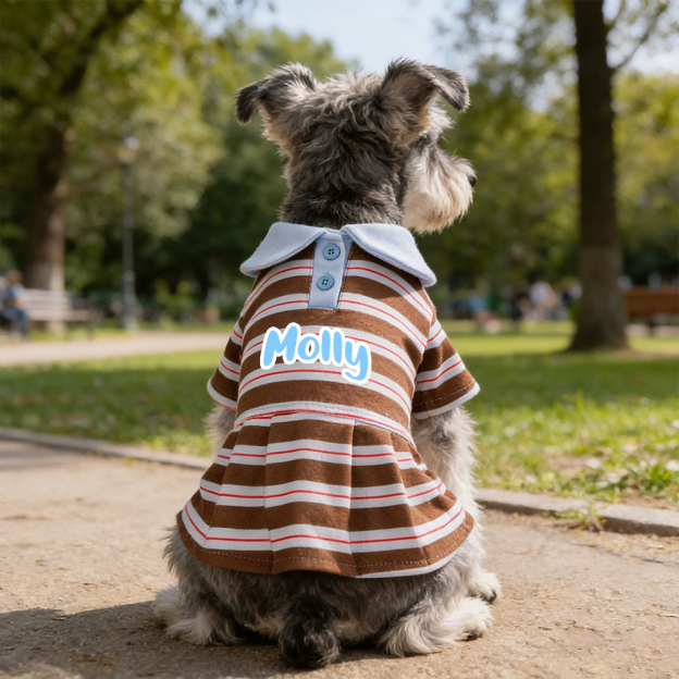 Personalized Name Summer Pet Striped Derss | inCloth48