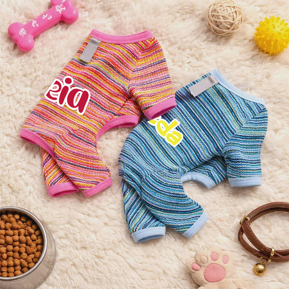 Personalized Name Striped Dog Jumpsuit | inCloth47