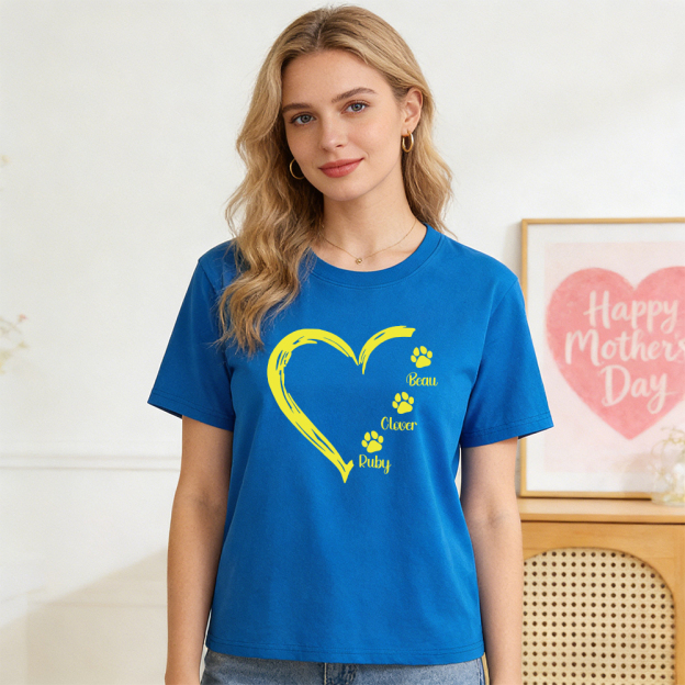 Personalized Mother's Day Pet Mom Heart T-Shirt | inCloth58