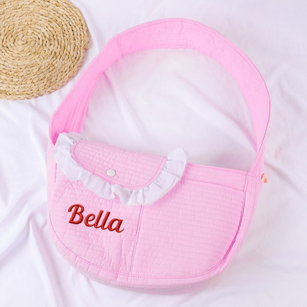 Personalized  Embroidered Name Quilted Cotton Pet Sling Carrier | inAccs38