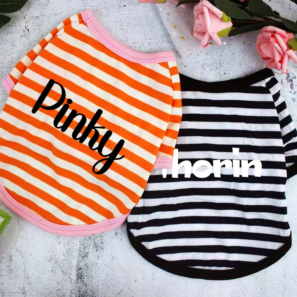 Personalized Name Summer Striped Pet T-Shirt | inCloth76