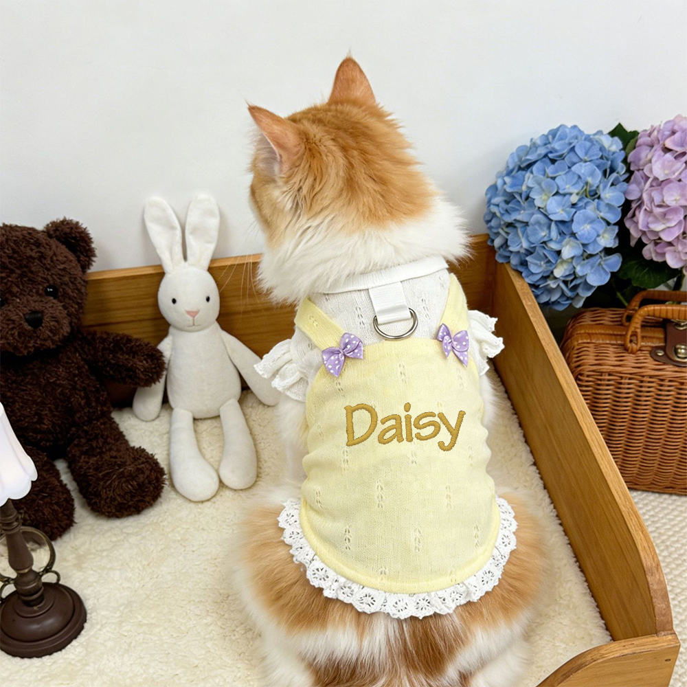 Personalized Embroidered Name Bowknot Dess | inCloth85