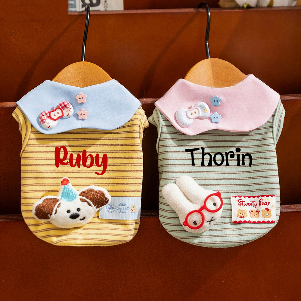 Personalized Name Striped Pet T-Shirt | inCloth91