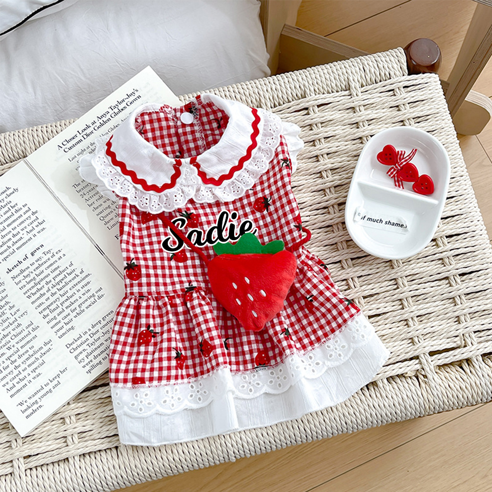Personalized Name Strawberry Princess Pet Dress | inCloth93