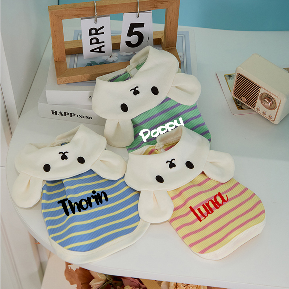 Personalized Name Breathable Striped Pet Vest  | inCloth97