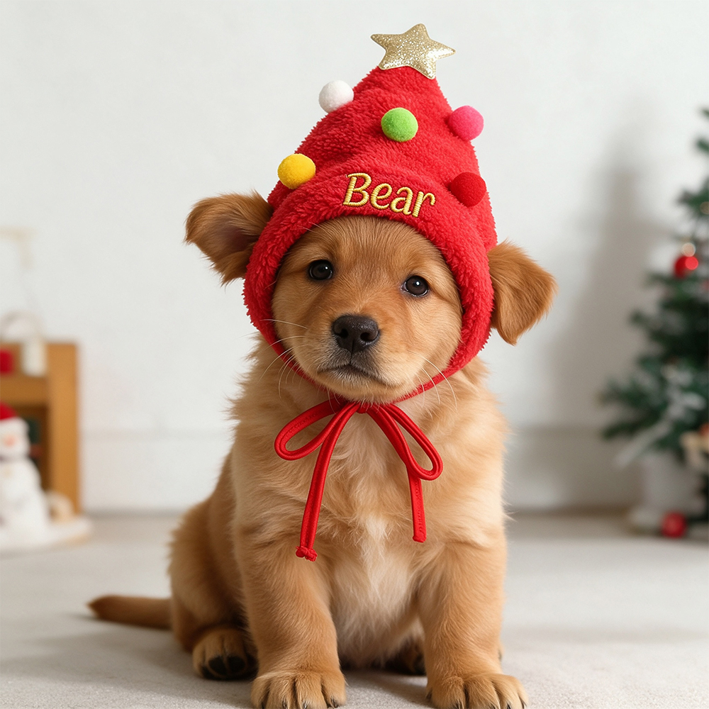 Personalized Embroidered Name Christmas Pet Hat | inHat08