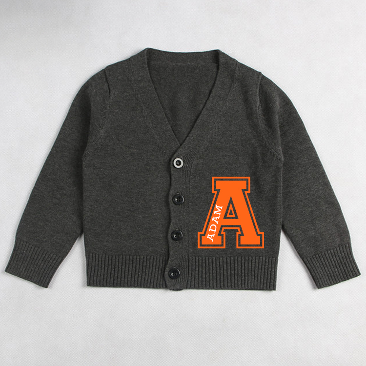 Personalized Color Kids Button Cardigan | inSweater06