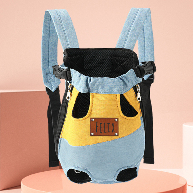 Personalized Leather Patch Name Pet Carrier Backpack | KKPet177