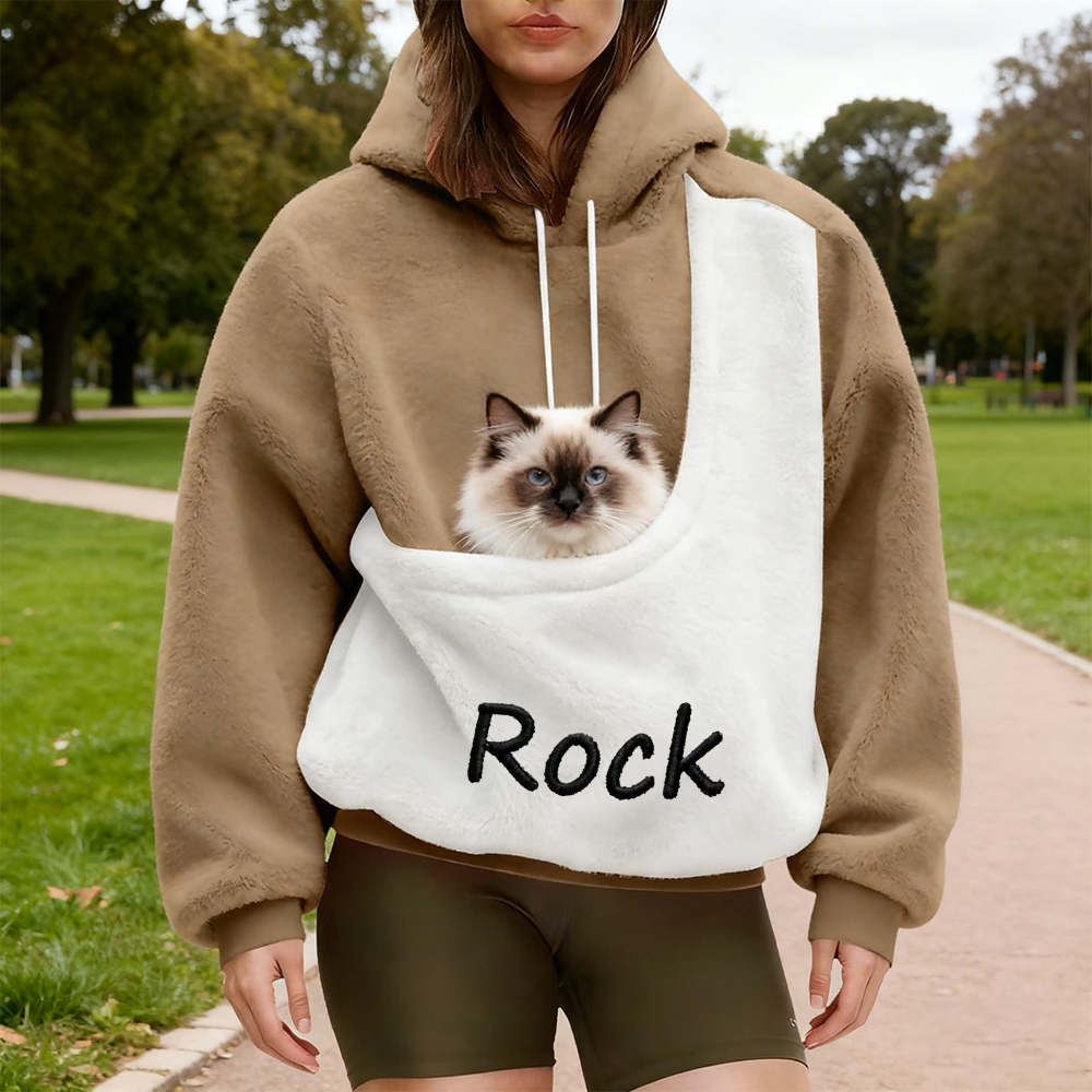 Personalized Embroidered Name Cozy Pet Carrier Fleece Hoodie | KKCloth333