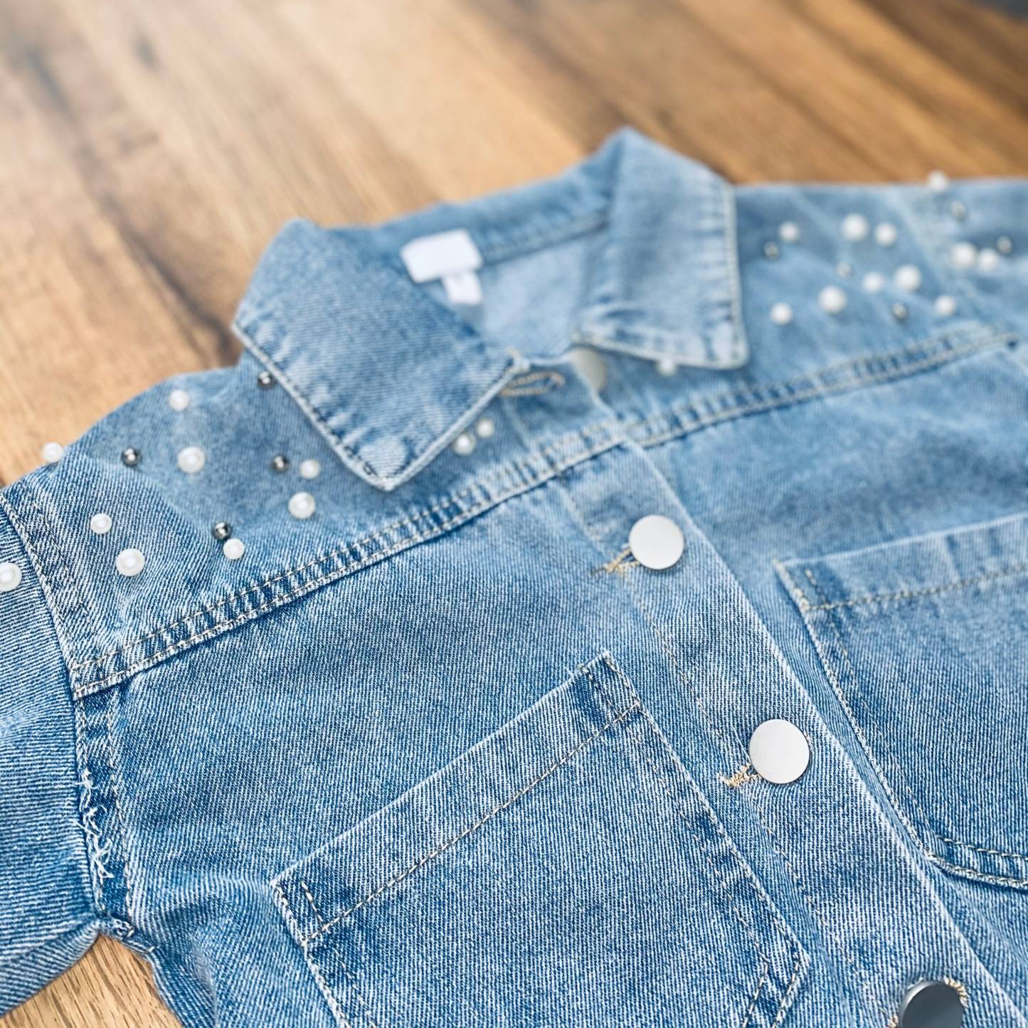 Personalized Little Pearl Kids Denim Jacket | inJacket10