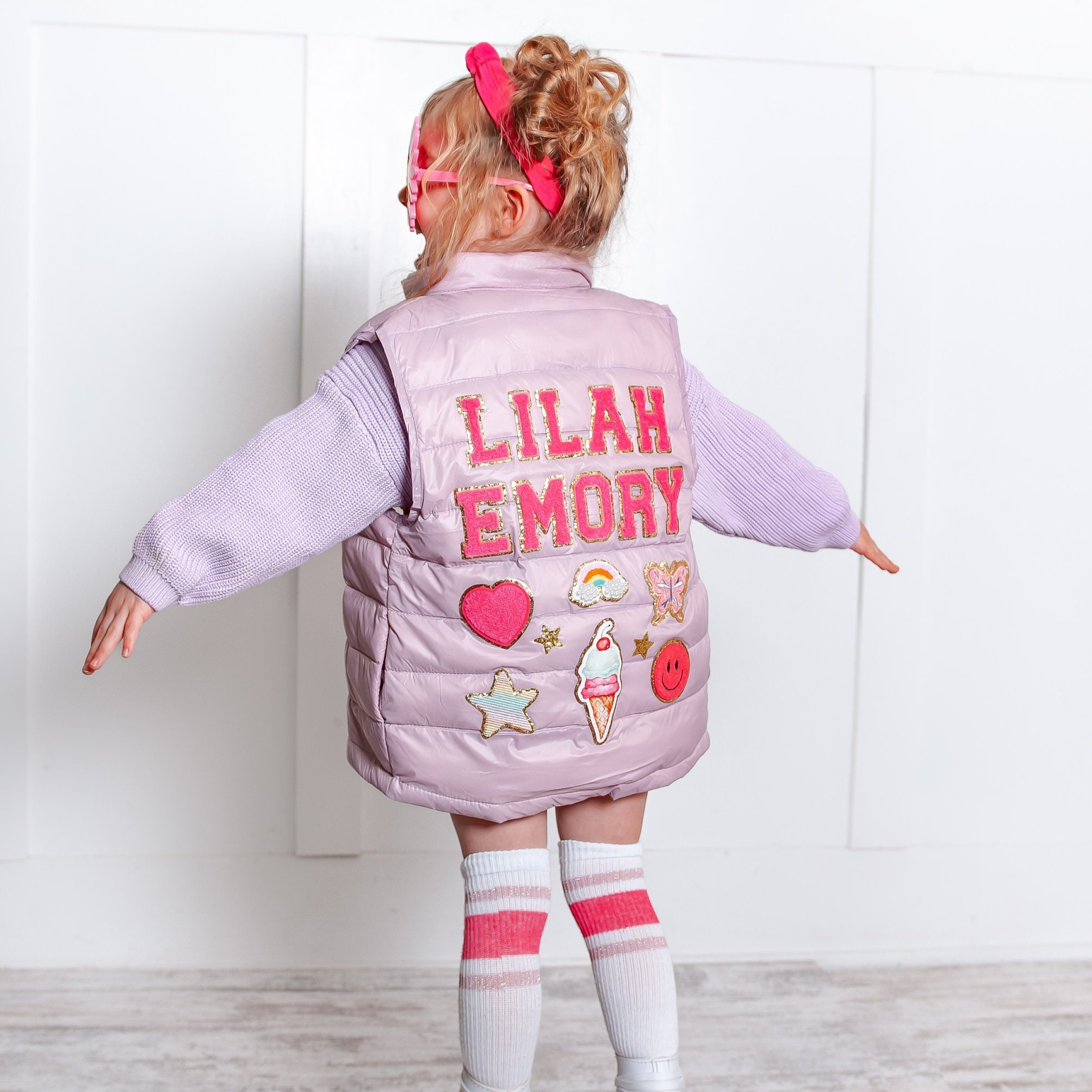 Personalized Hand Patch Kids Lightweight Puffer Vest Jacket