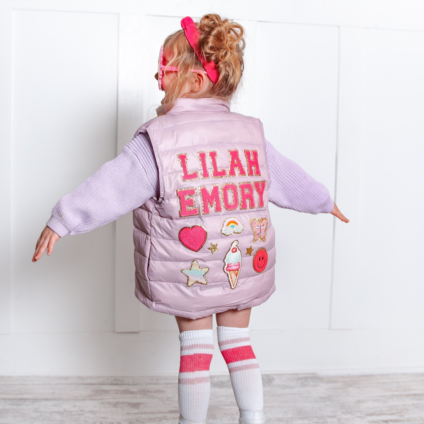 Personalized Hand Patch Kids Lightweight Puffer Vest Jacket