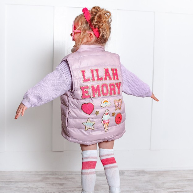 Personalized Hand Patch Kids Lightweight Puffer Vest Jacket