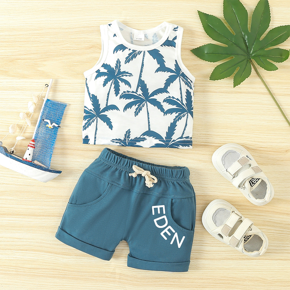 Personalized Boys Coconut Trees Shirt and Shorts Set | inSet60