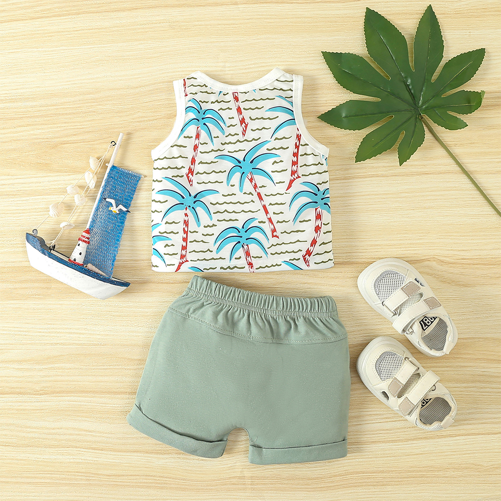 Personalized Boys Coconut Trees Shirt and Shorts Set | inSet6001