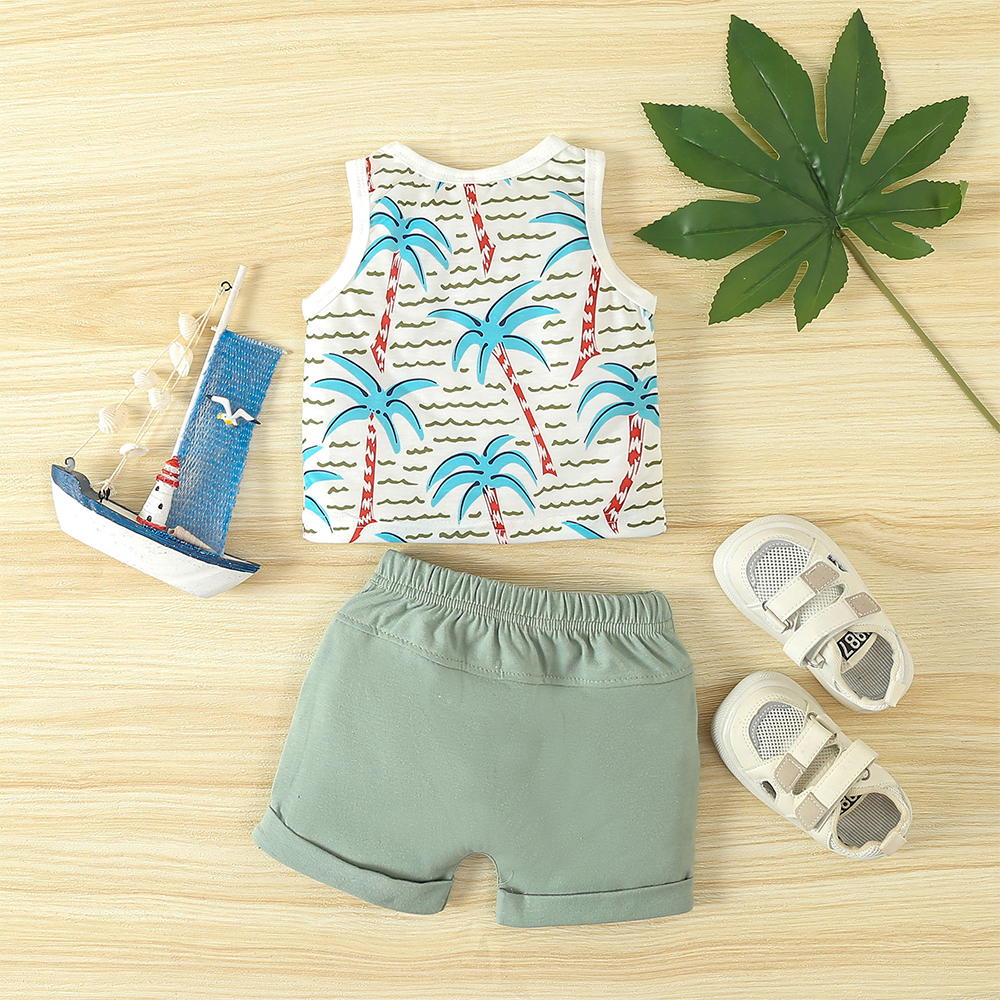 Personalized Boys Coconut Trees Shirt and Shorts Set | inSet6001