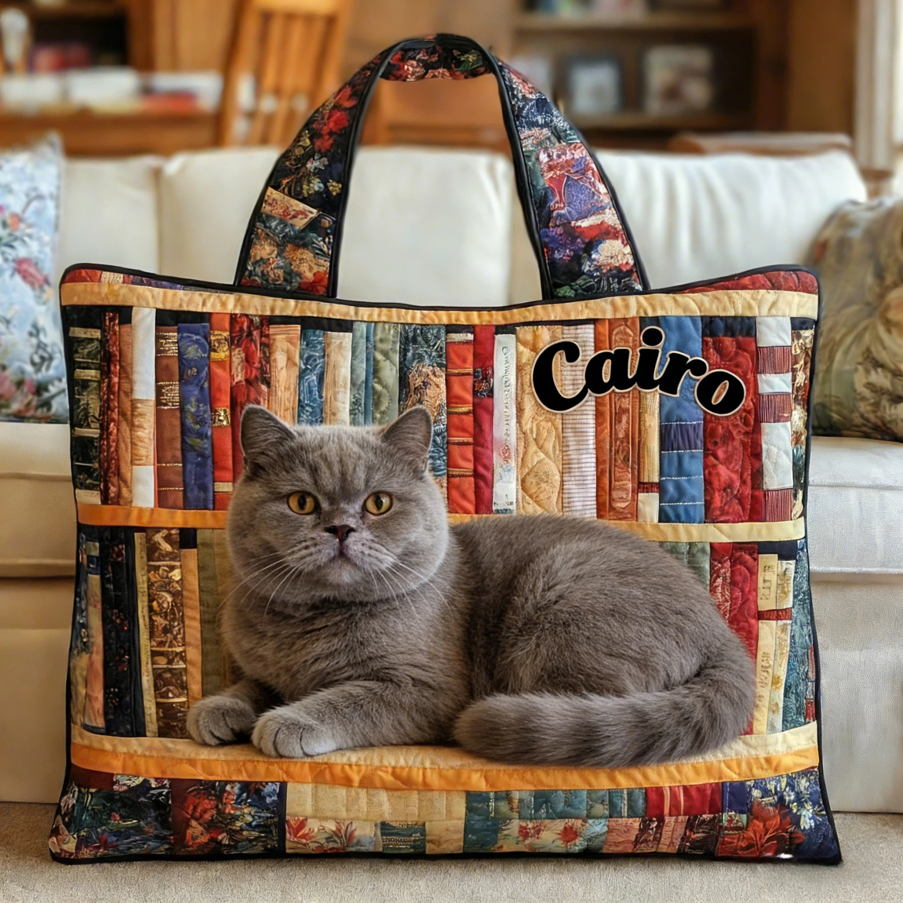 Personalised Vintage Timeless British Shorthair Quilted Tote Bag | inBag75