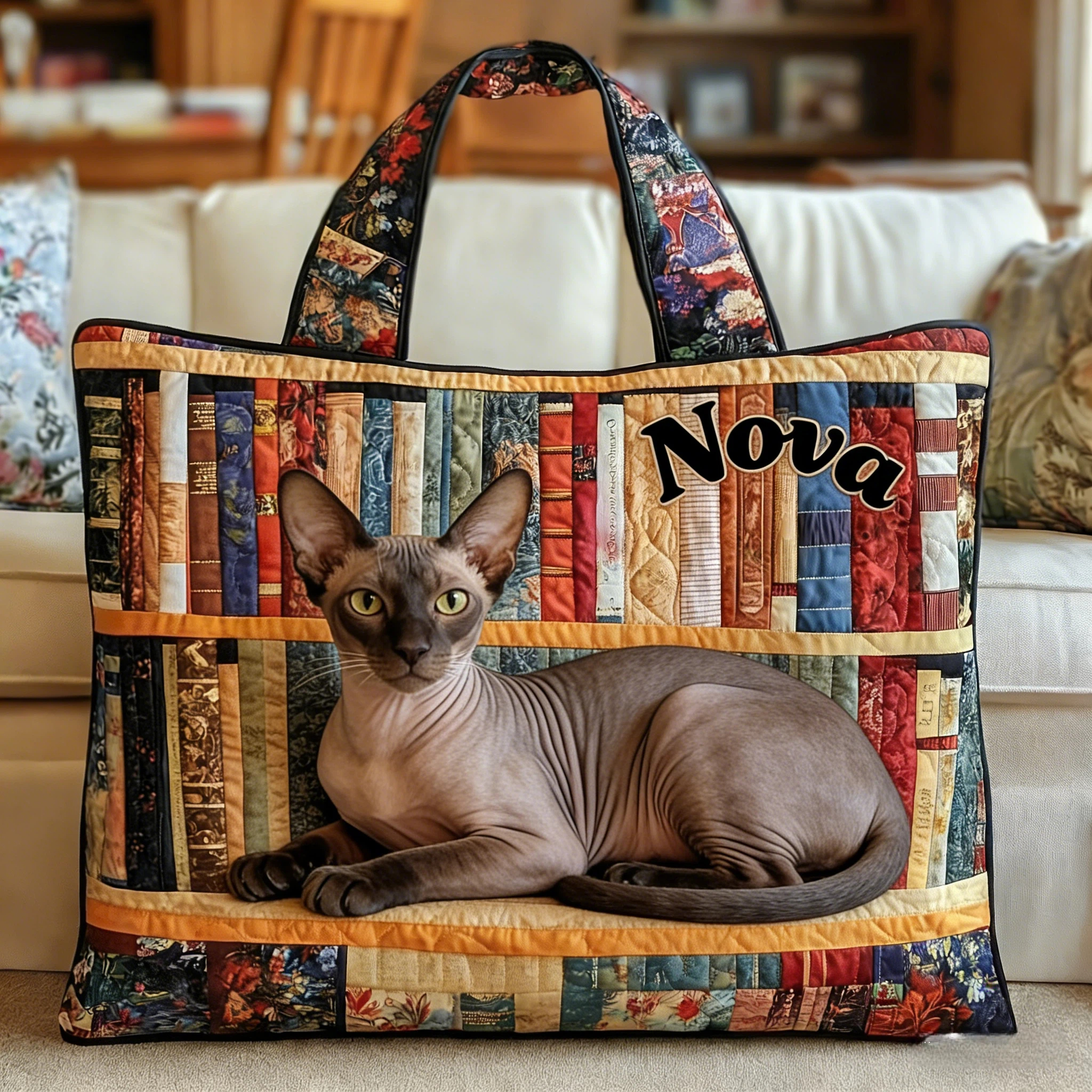 Personalised Vintage Timeless Egyptian Mau Quilted Tote Bag | inBag79