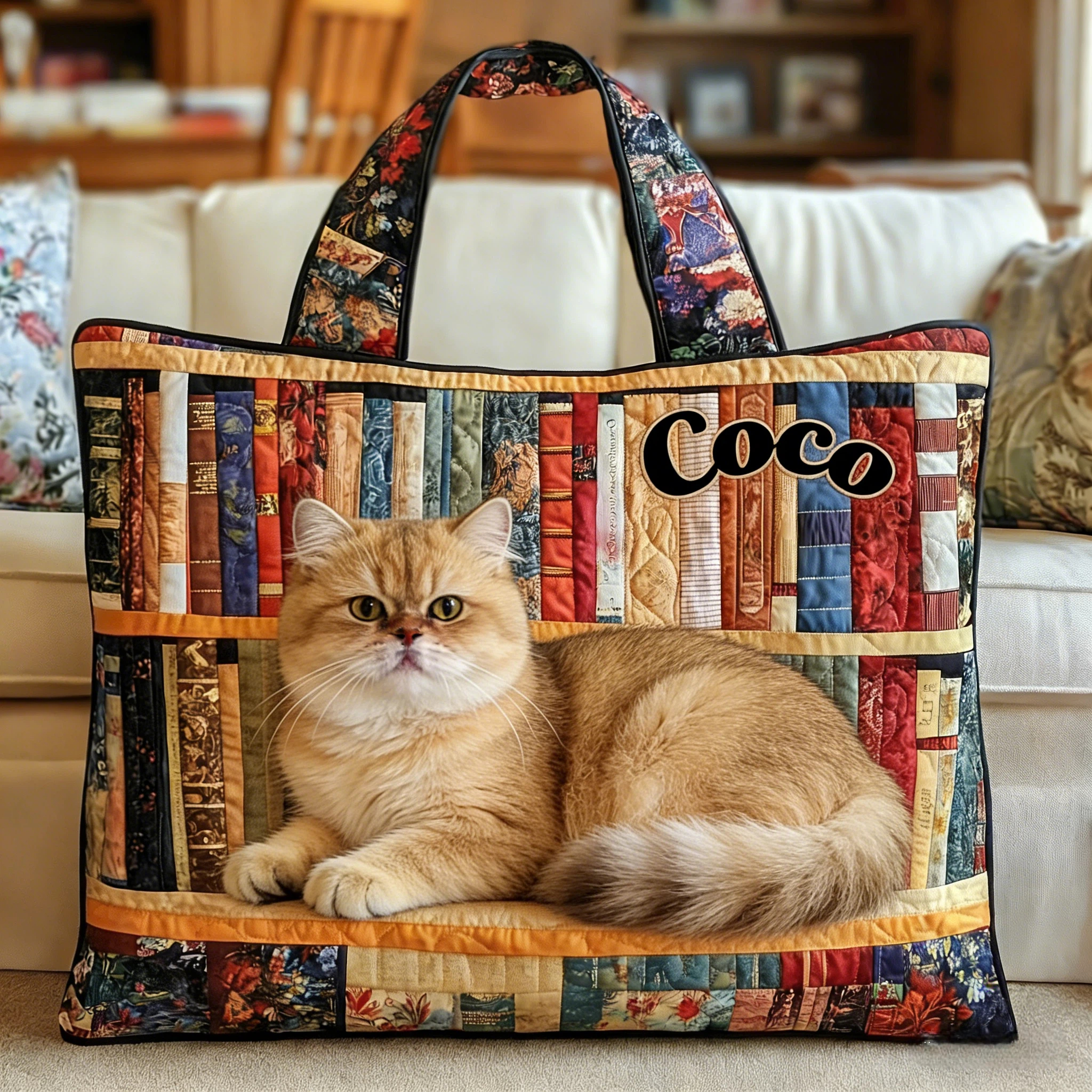 Personalised Vintage Timeless Golden Shaded Quilted Tote Bag | inBag80