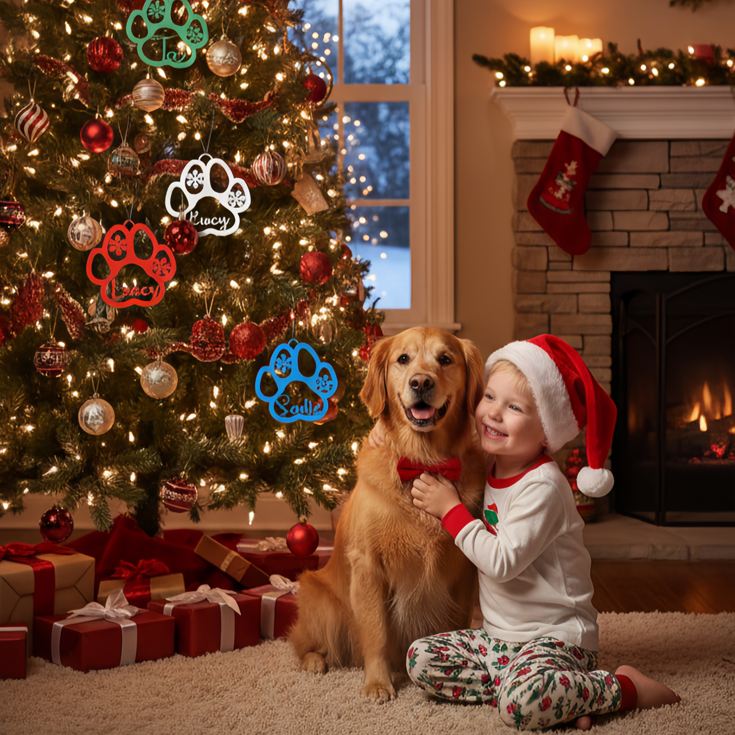 Personalized 3D Printed Christmas Cat Dog Paw Ornament | inAccs60