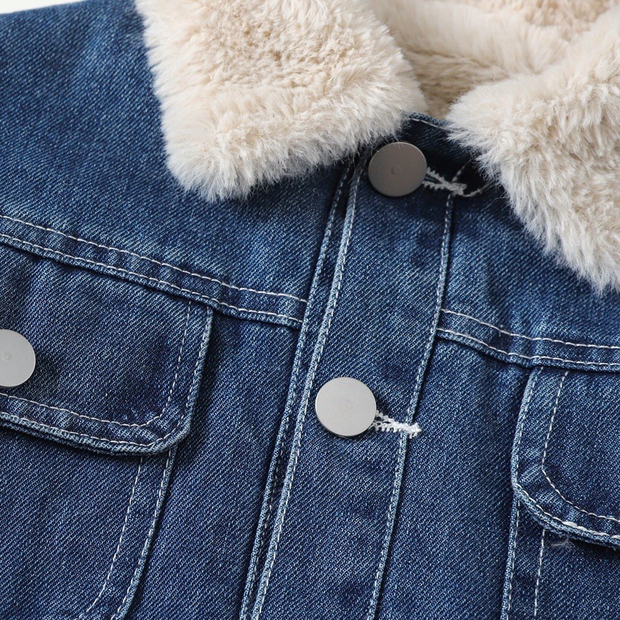 Personalized Cute Pattern Kids Fleece Lined Denim Jacket | inJacket24