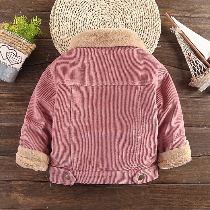 Personalized Leather Patch Kids Corduroy Sherpa Jacket | inJacket26