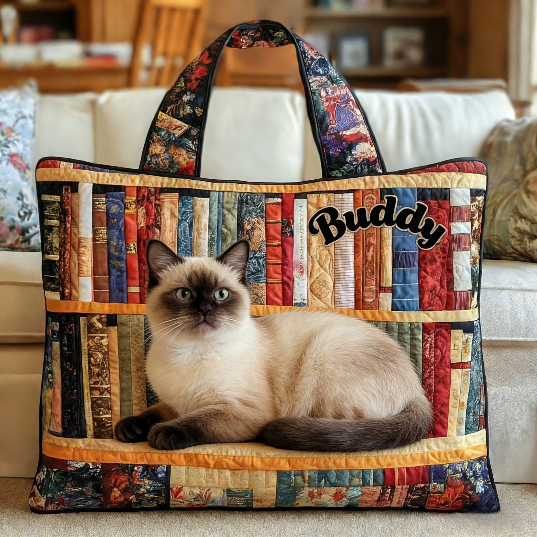 Personalised Vintage Timeless Siamese Quilted Tote Bag | inBag87