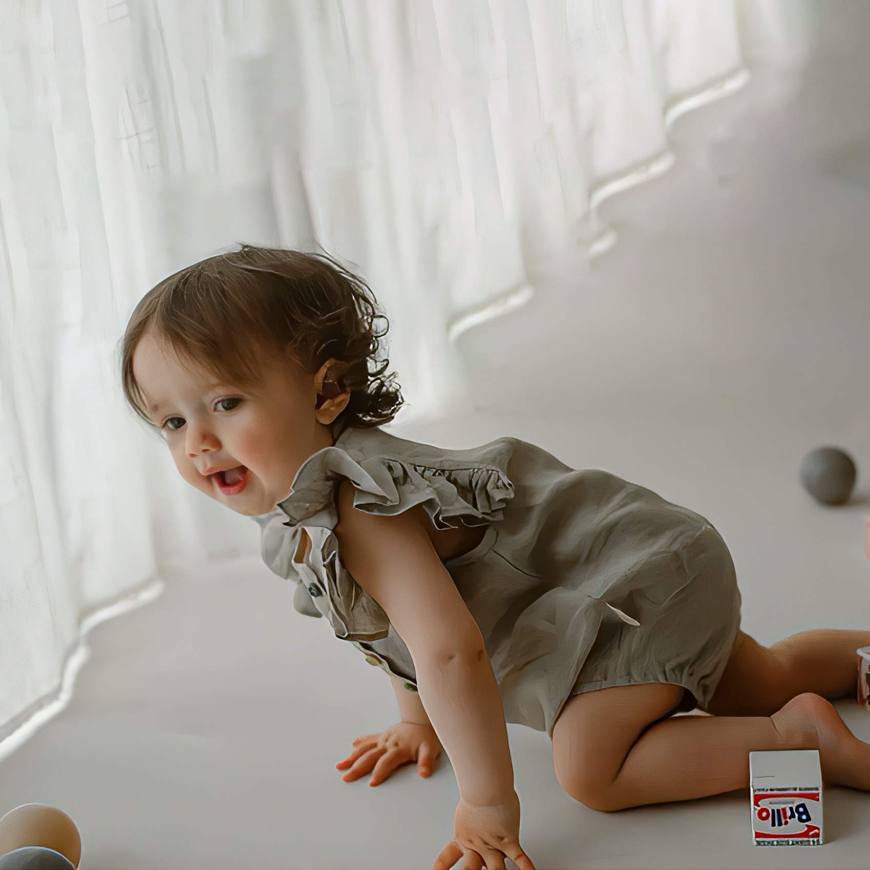 Personalized Embroidery Baby Ruffled Sleeves Colorful Buttoned Romper | inRomper30