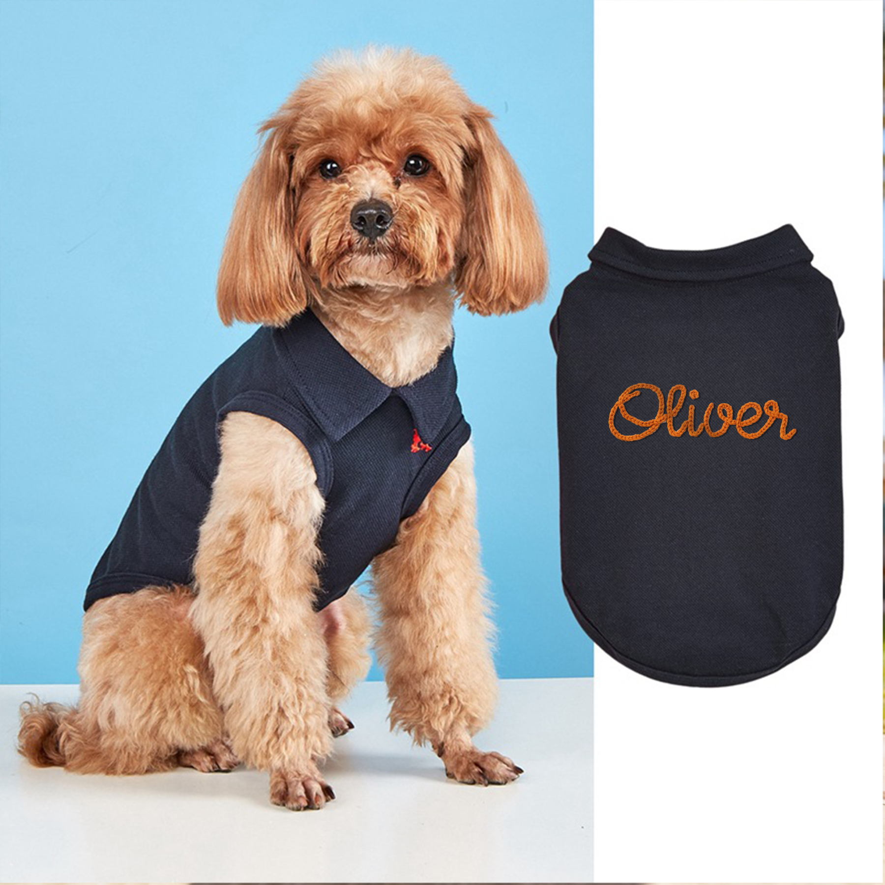 Personalized Embroidered Name Summer Sleeveless Dog Polo Shirt | inCloth78