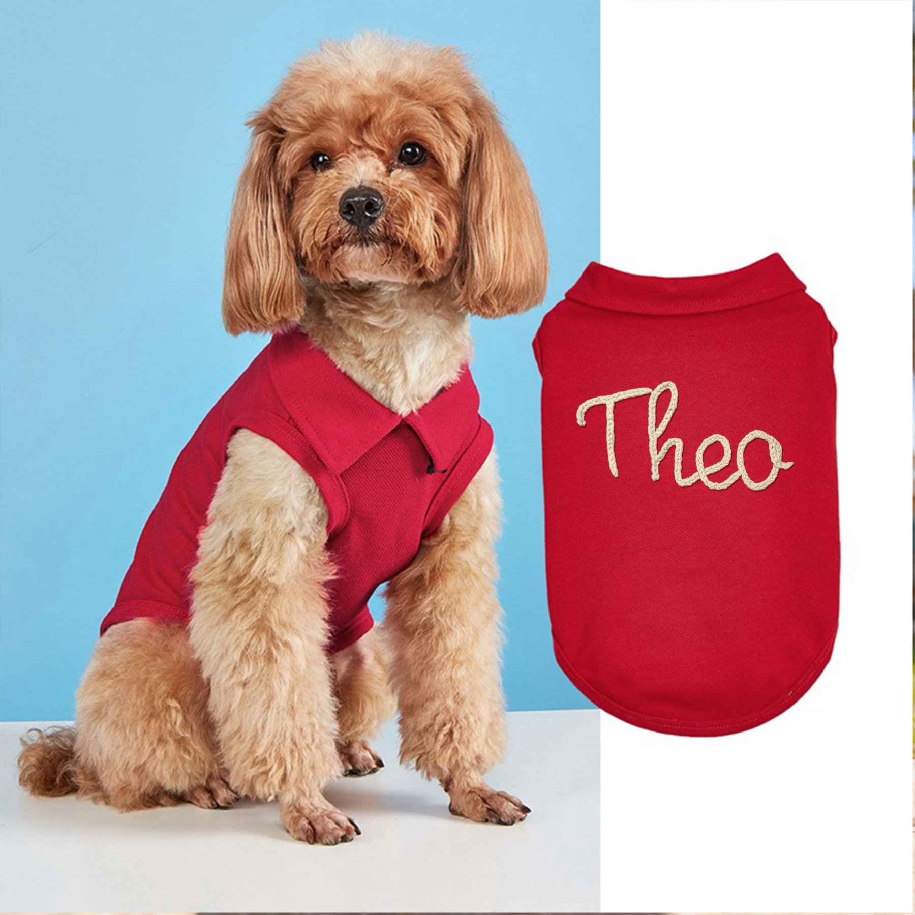 Personalized Embroidered Name Summer Sleeveless Dog Polo Shirt | inCloth78