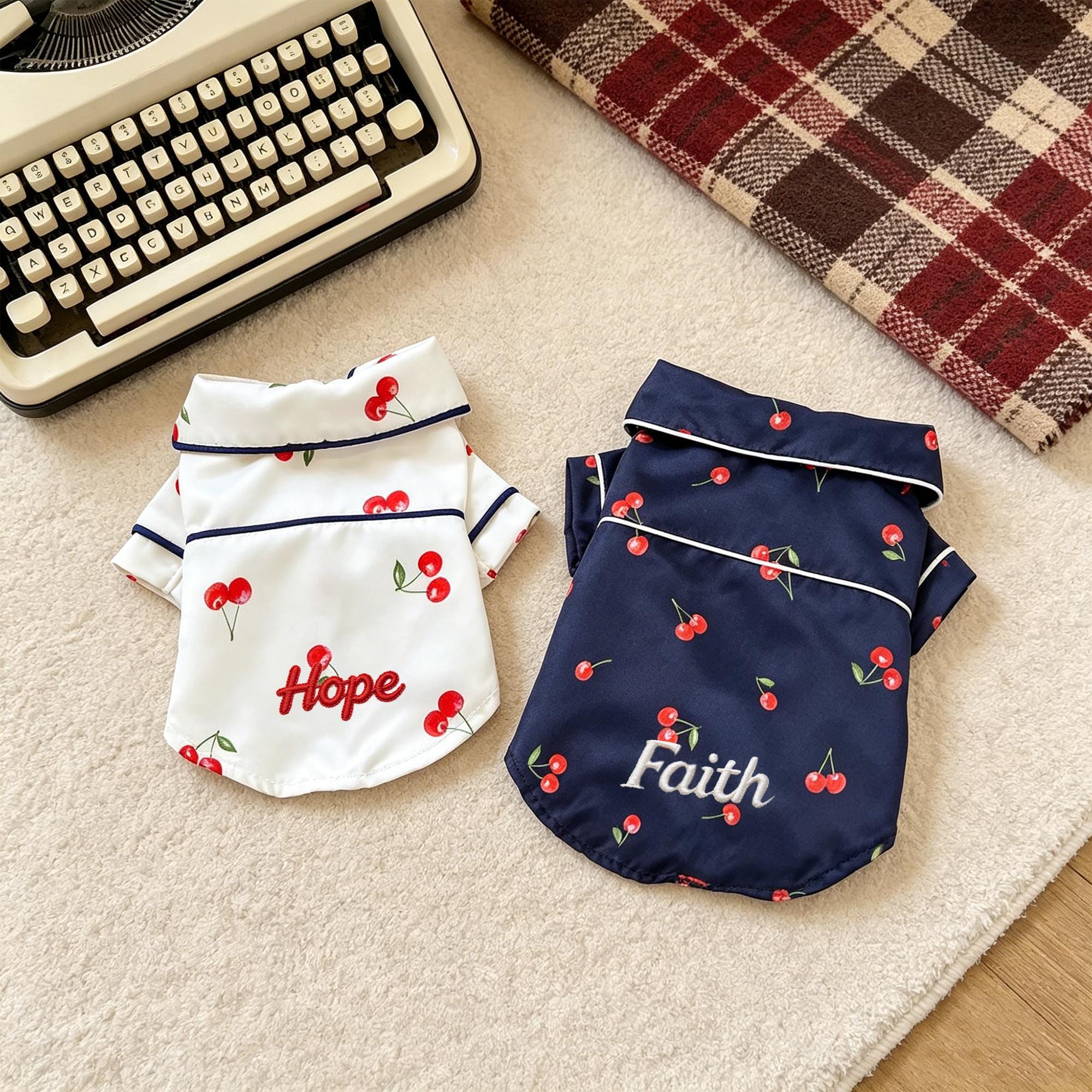 Personalized Embroidered Pet Cherry Print Pajamas | inCloth107