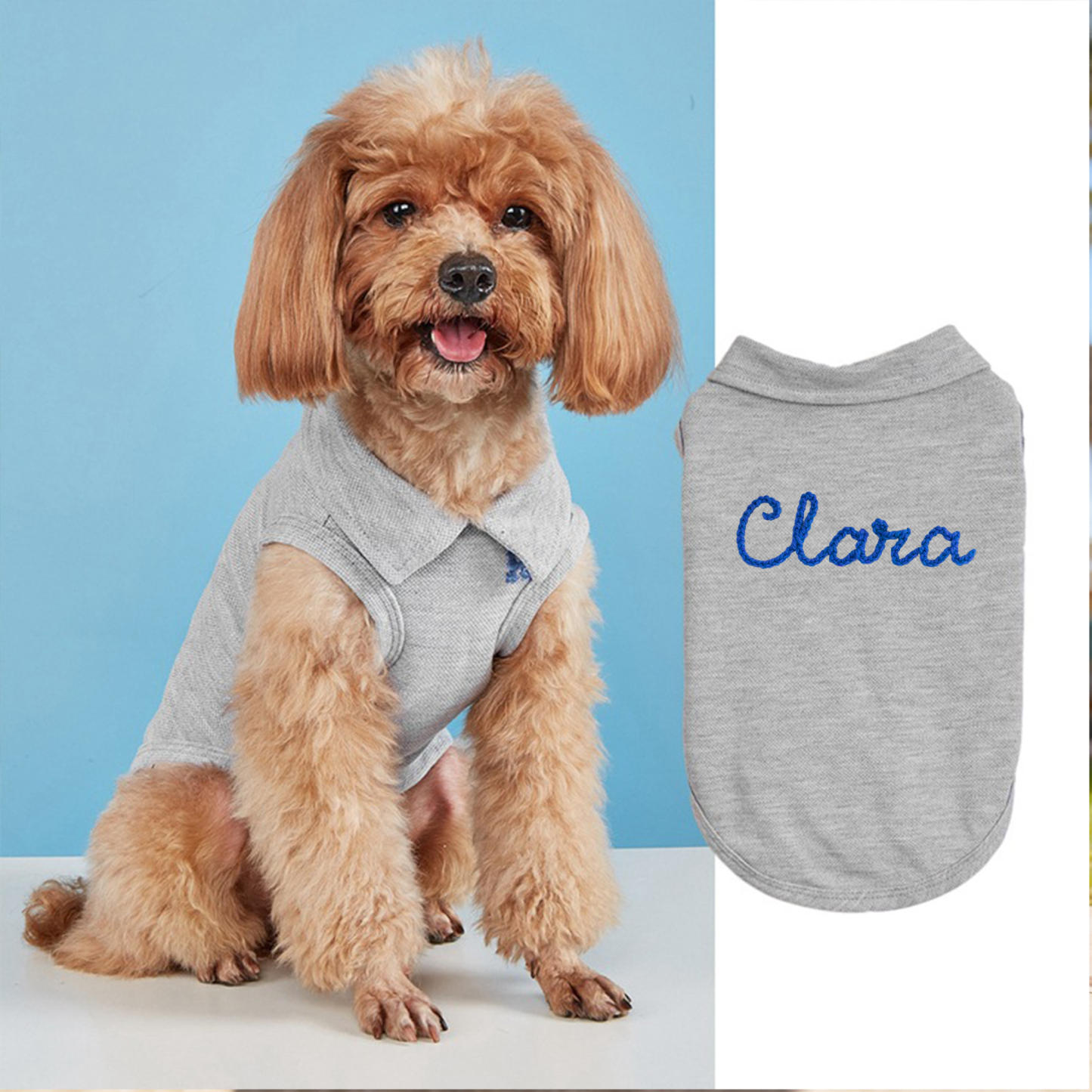 Personalized Embroidered Name Summer Sleeveless Dog Polo Shirt | inCloth78
