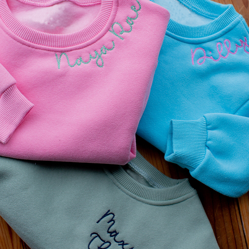Personalized Hand-Embroidered Kid Cozy Soft Crewneck Sweatshirt | inSweatshirt61