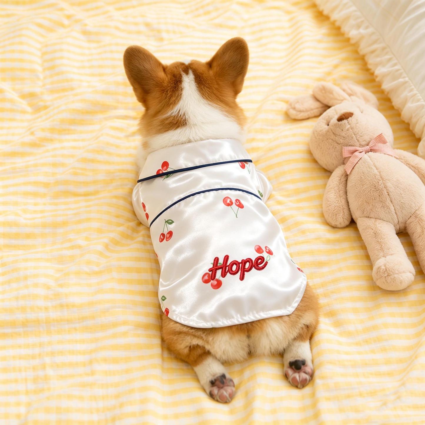 Personalized Embroidered Pet Cherry Print Pajamas | inCloth107