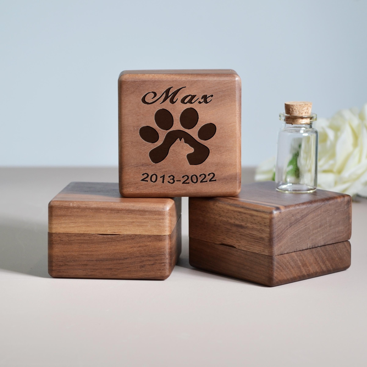 Personalized Engraving Name Wooden Pet fur Keepsake | KKPet238