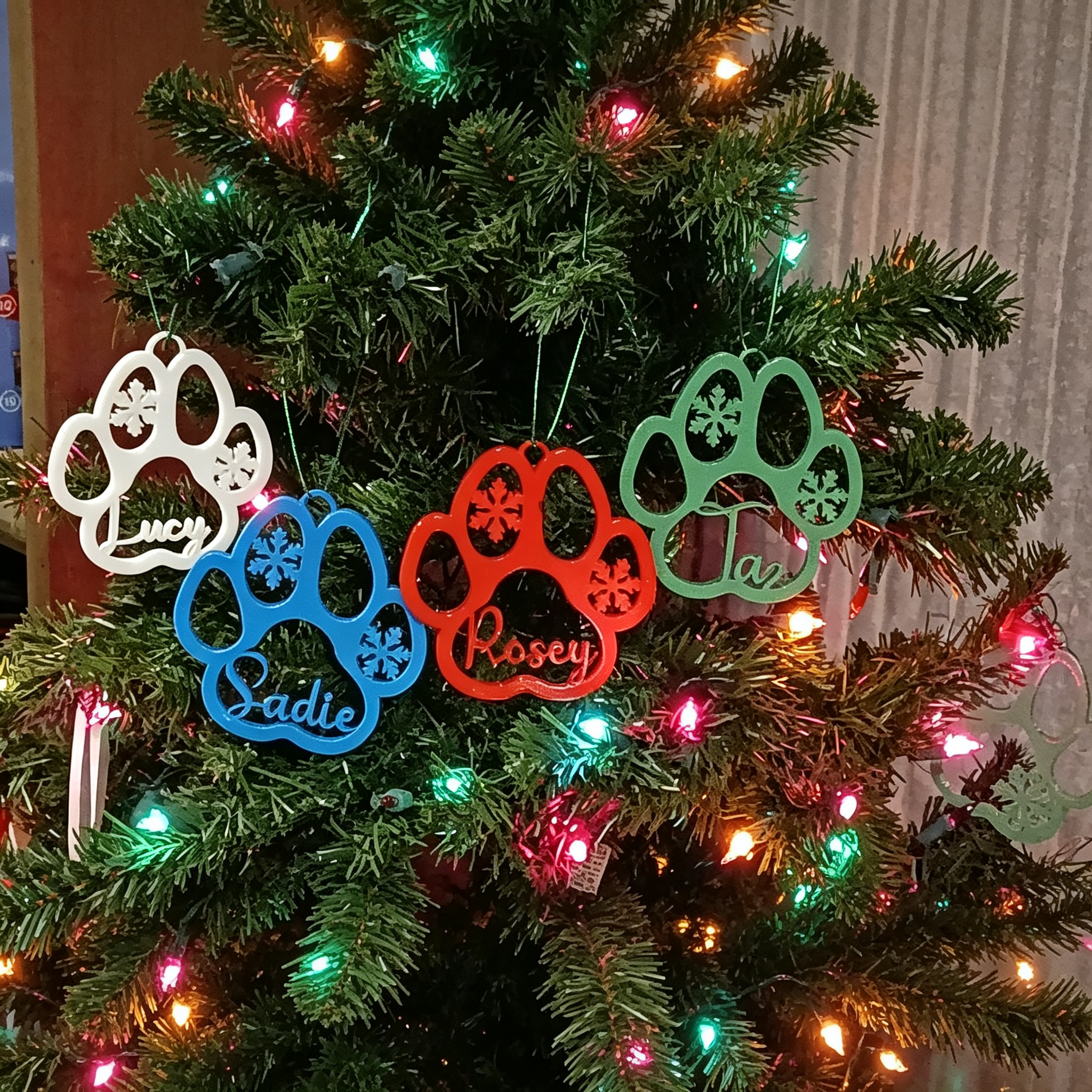 Personalized 3D Printed Christmas Cat Dog Paw Ornament | inAccs60