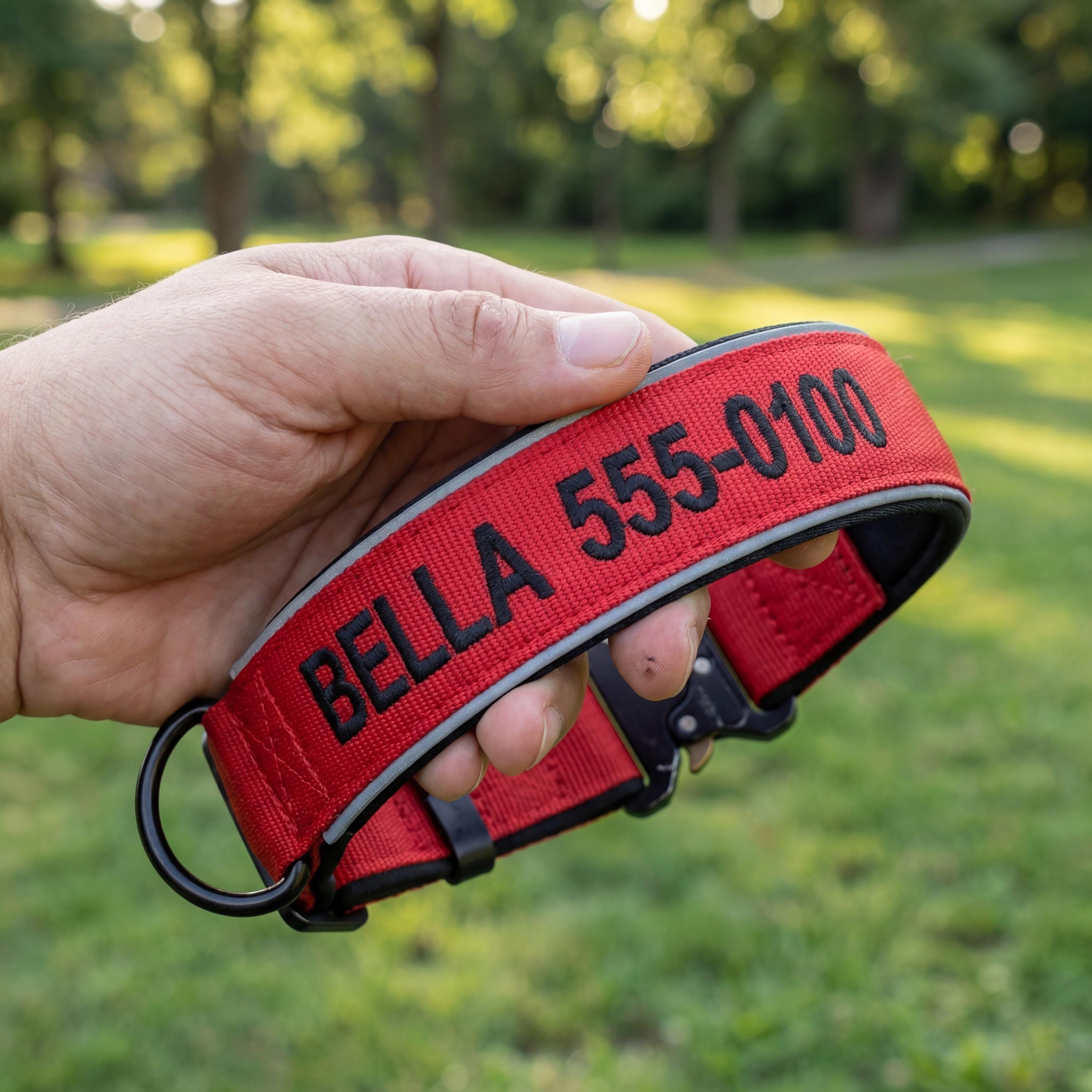 Personalized Embroidered Name Pet Collar with Phone Number | inAccs42
