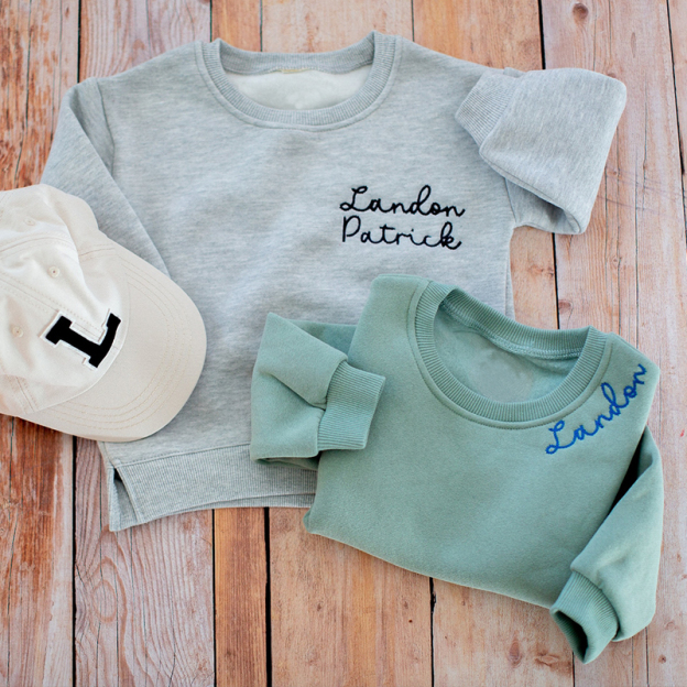 Personalized Hand-Embroidered Kid Cozy Soft Crewneck Sweatshirt | inSweatshirt61
