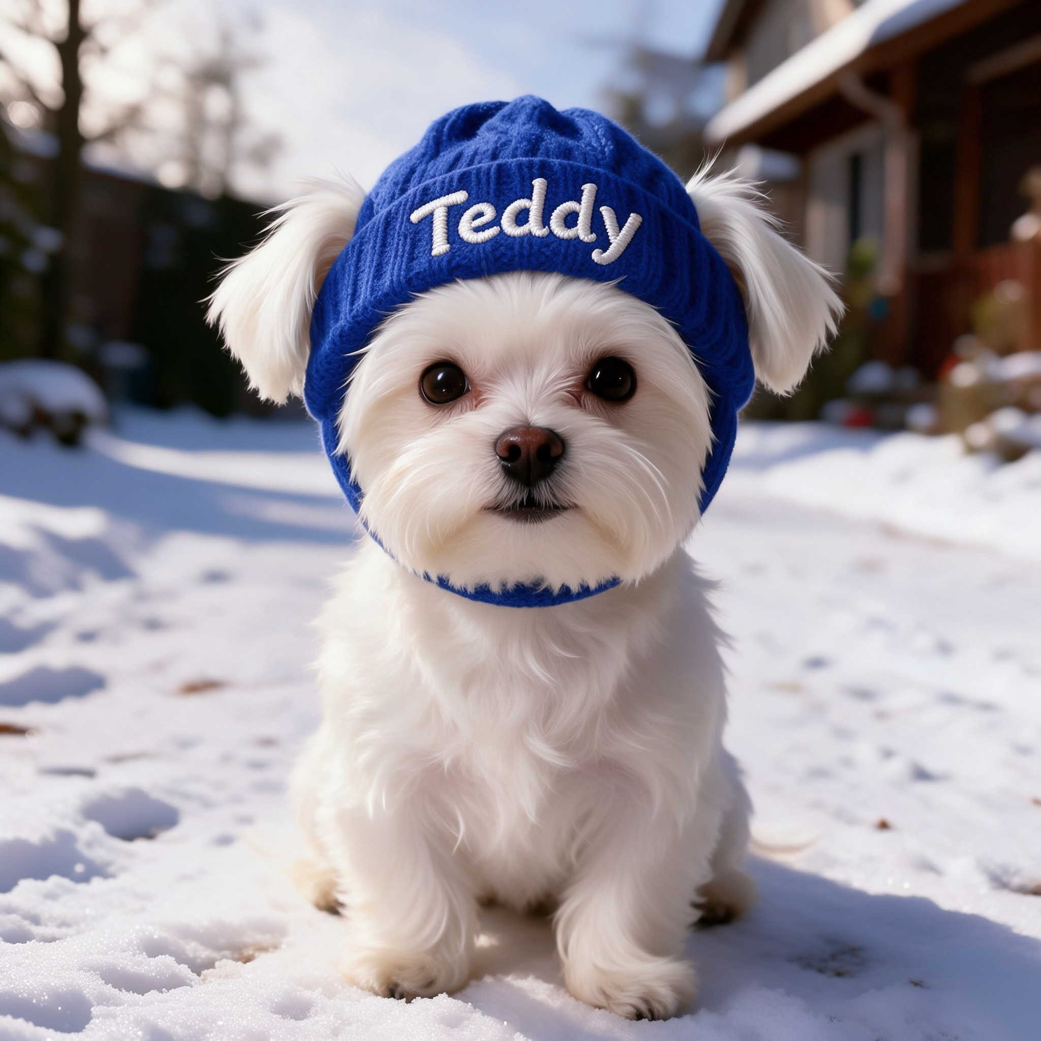 Personalized Embroidered Name Dog Winter Beanie with Ear Holes | inHat07