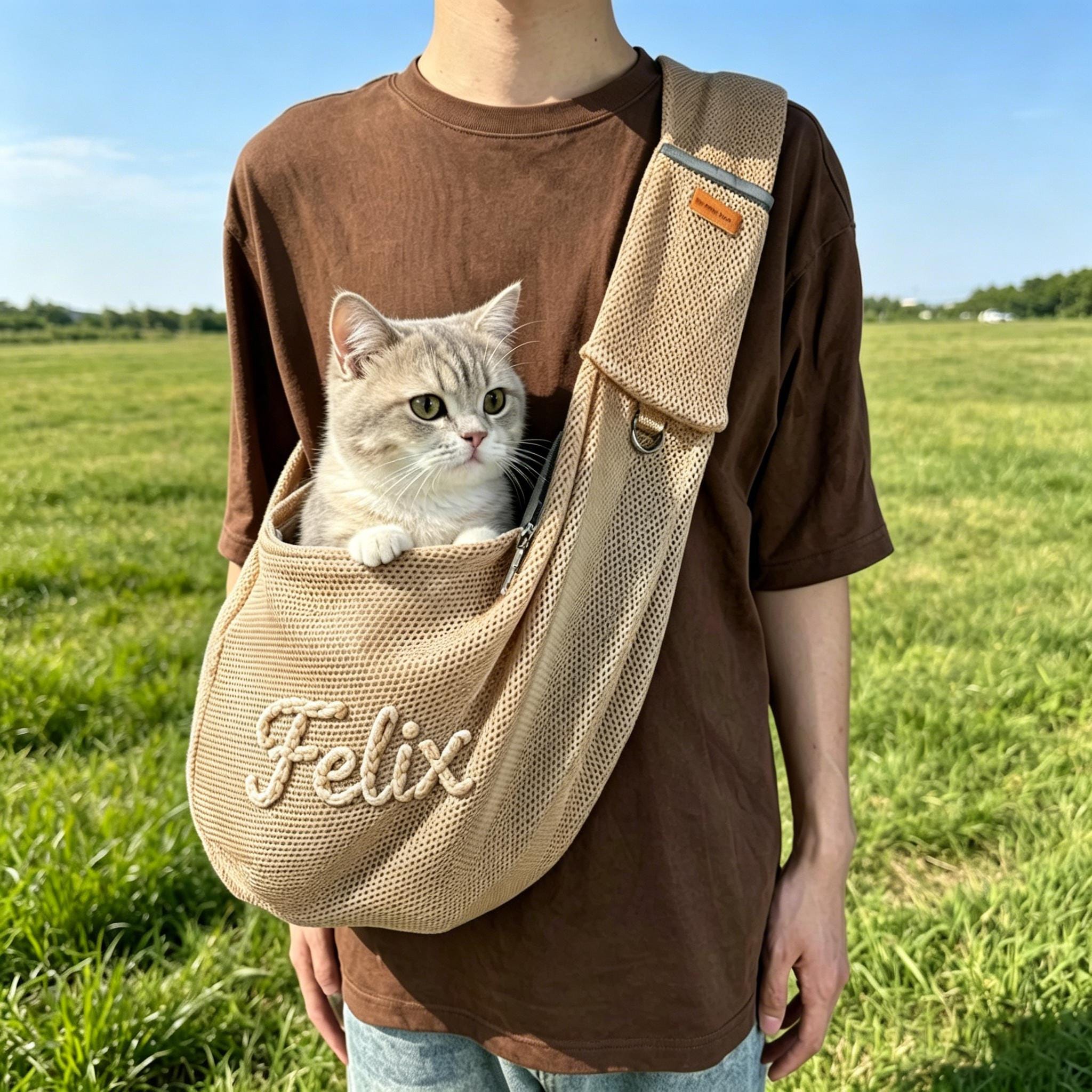 Personalized Hand-Embroidered Breathable Mesh Pet Carrier | inBag92