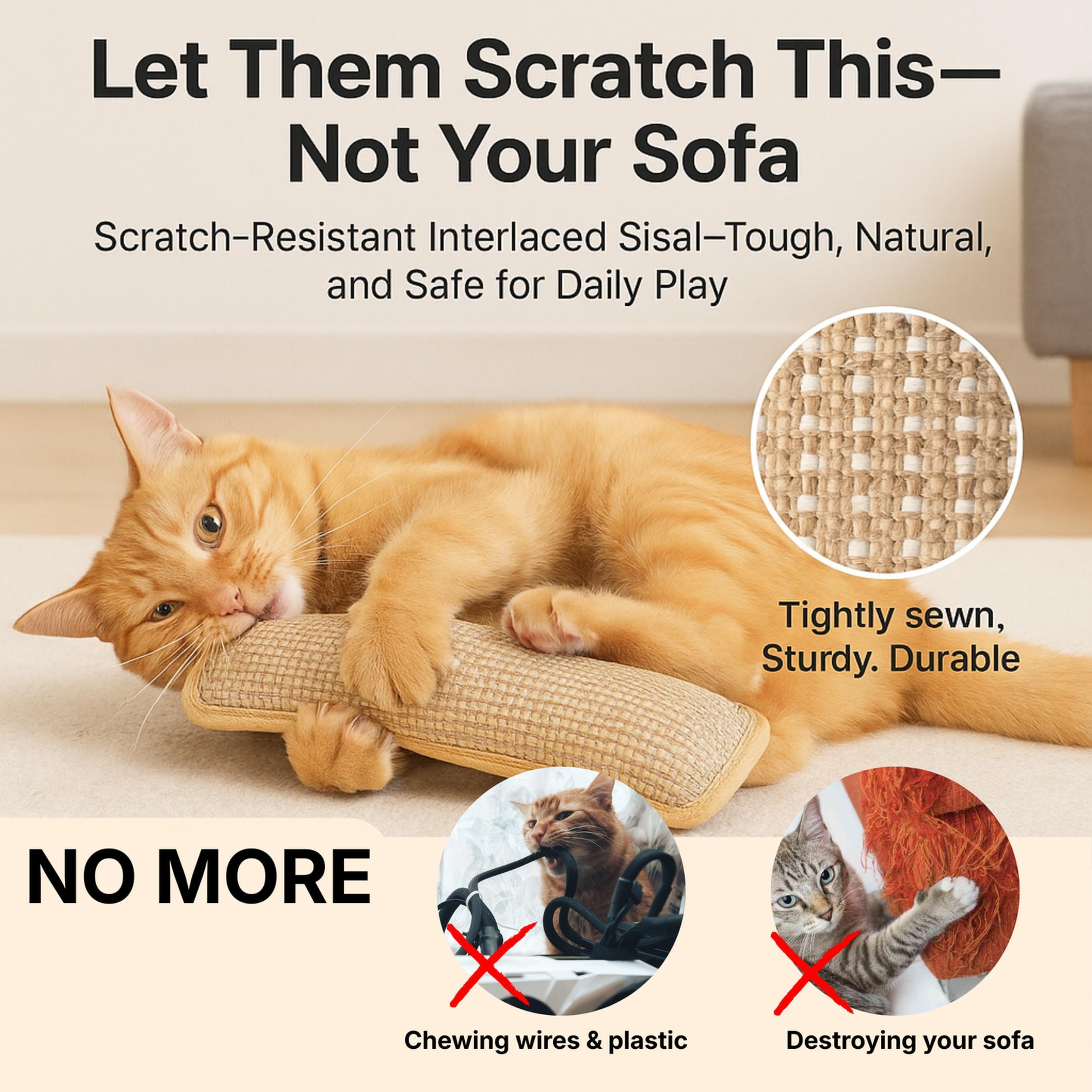 Natural Sisal Catnip Chew Toy for Indoor Cats | inToy01