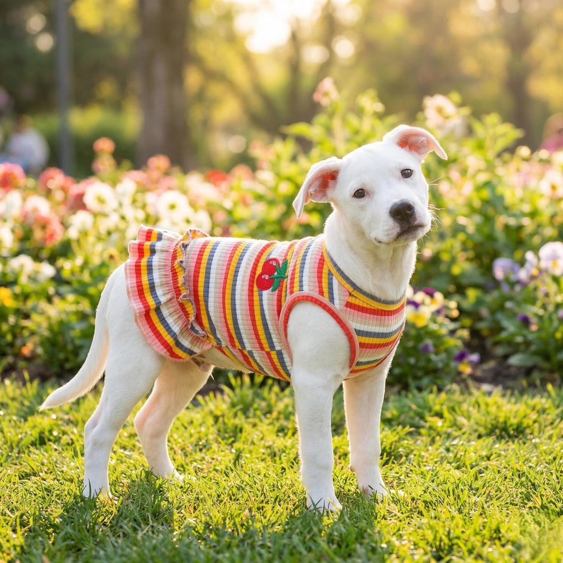 Personalized Name Pet Summer Rainbow Striped Dress | inCloth69
