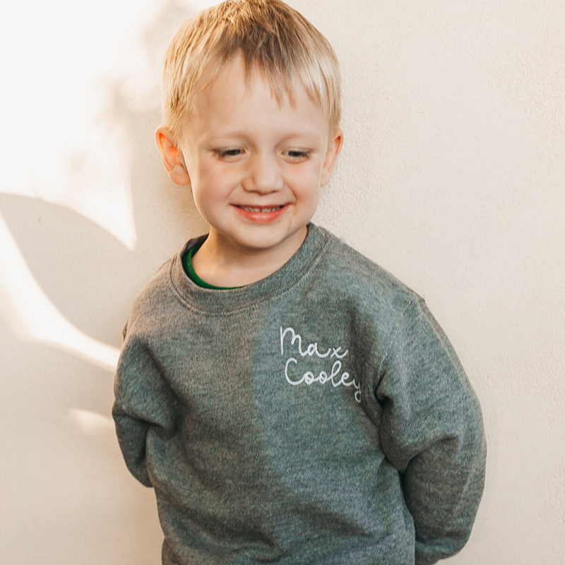 Personalized Hand-Embroidered Kid Cozy Soft Crewneck Sweatshirt | inSweatshirt61