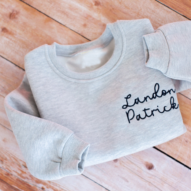 Personalized Hand-Embroidered Kid Cozy Soft Crewneck Sweatshirt | inSweatshirt61
