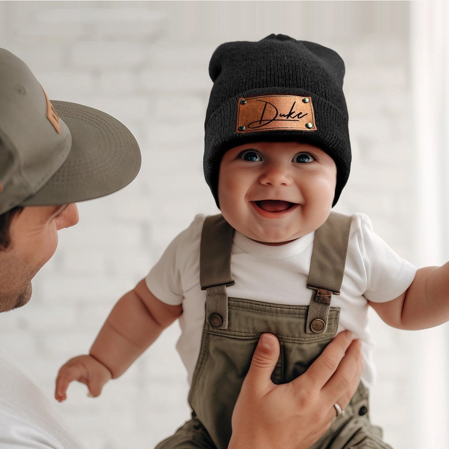Personalized Leather Patch Kid & Adult Color Beanies for Comfort & Unique | HSKid23
