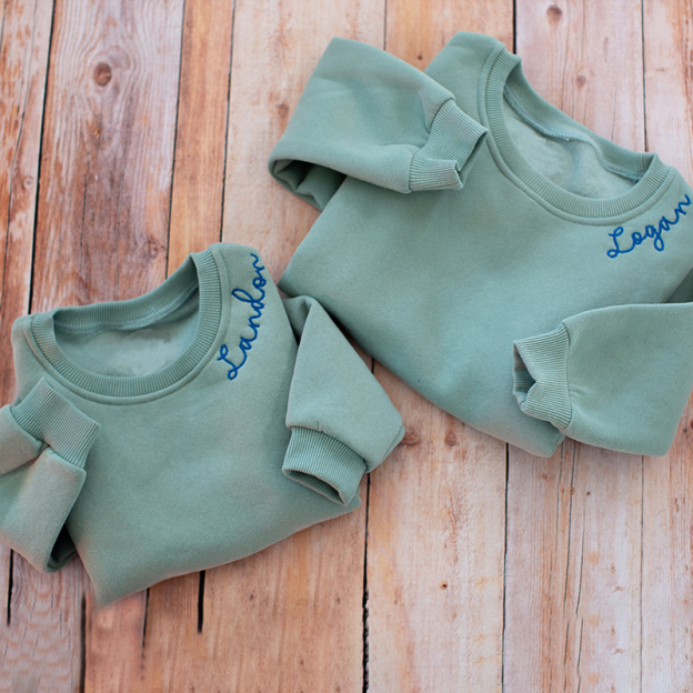 Personalized Hand-Embroidered Kid Cozy Soft Crewneck Sweatshirt | inSweatshirt61