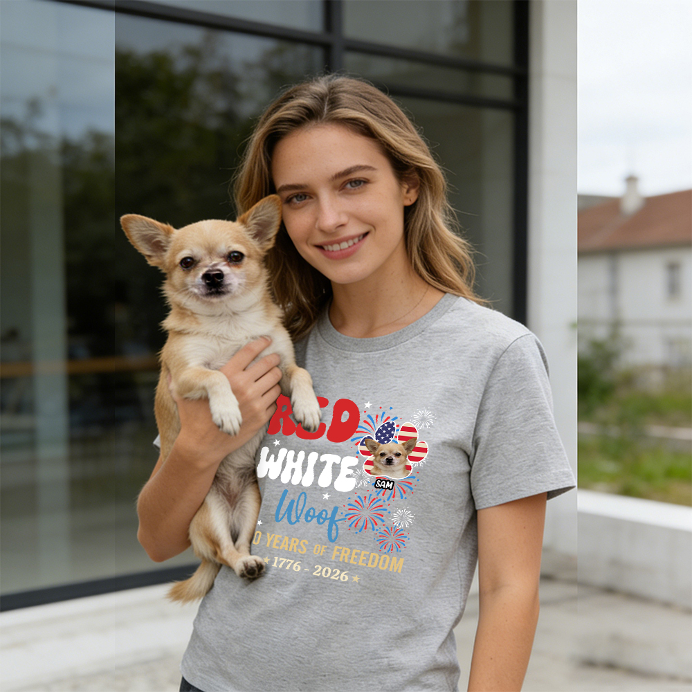 Personalized Red White Woof Shirt For Pet Lovers | inCloth84